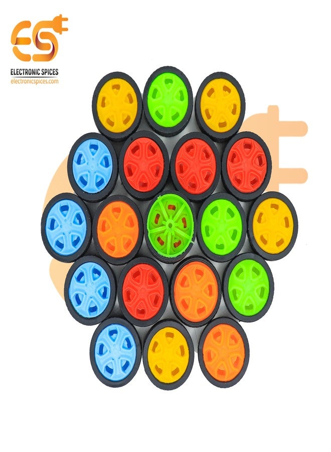 إلكترونيك سبايسس عجلات بلاستيكية صلبة بغطاء مطاطي من Electronic Spices مقاس 30 مم × 11 مم لسيارات الألعاب التي تعمل بالتحكم عن بعد ذات عمود (متعددة الألوان) - Image 2